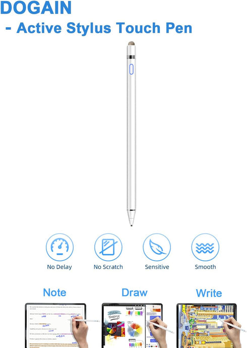 Stylus Pen for Touch Screen, 1.5mm Fine Point Rechargeable Universal Stylus Pencil Compatible with