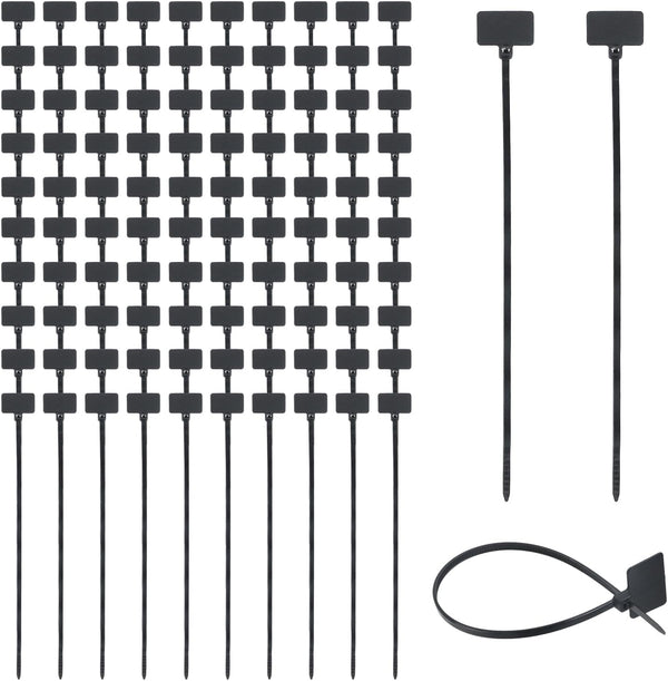Tulead Zip Tags Black Wire Labels Zip Tie Self-Locking Markers 5.9" Length Pack of 100