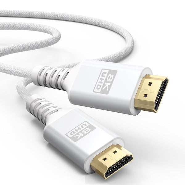 8K White HDMI Cable 15 FT, 48Gbps Ultra High Speed Long HDMI
