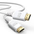 8K White HDMI Cable 15 FT, 48Gbps Ultra High Speed Long HDMI