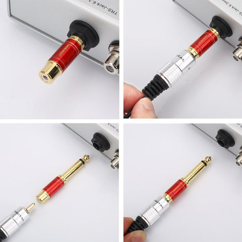 MOBOREST - 1/4 in to RCA Female Pure Copper Adapter, 6.35mm Mono TS Plug Male to RCA Female Audio Adapter