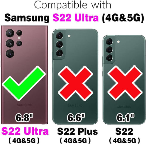 Asuwish Phone Case for Samsung Galaxy S22 Ultra 5G Wallet Cover with Tempered Glass Screen Protector Wrist Strap Mandala Flower Flip Zipper Card Holder Cell S22ultra 22S S 22 S22ultra5g 6.8 Grey