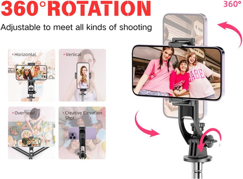 FORGERAY TT02 70 Inch Tall Phone Tripod, Auto Pop Open Selfie Stick Tripod with Magnetic Bluetooth Remote, Adjustable