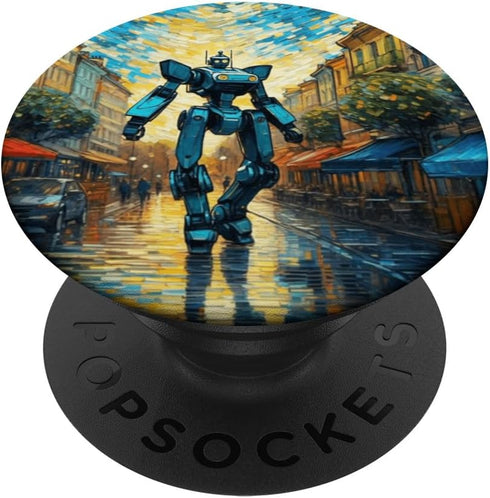 Dancing Robotic PopSockets Standard PopGrip - Futuristic Dystopian Anime Lover Funny Print