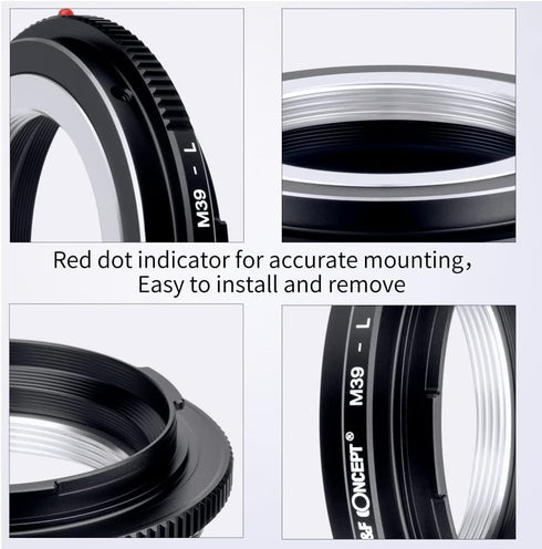 K&F Concept Lens Mount Adapter M39-L Manual Focus for Leica M39 Lens to L Mount Camera Body
