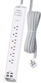Power Strip Surge Protector with USB C, Flat Plug Extension Cord, 6 AC Outlets, 4 USB Ports, 5ft