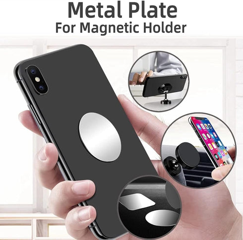 SALEX Replacement Metal Plates Set, 8 Pack for Magnetic Car Phone Holders, 4 Silver Round and 4 Rectangular