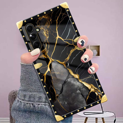DAIZAG Black Gold Natural Marble Pattern Case for Samsung Galaxy A15, Soft Shockproof Cover for Girls Women
