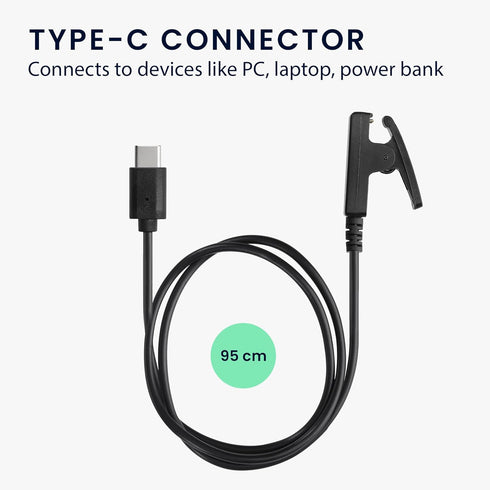kwmobile USB-C Charger Compatible with Garmin vivomove Trend/Lily/HR/Forerunner 35/30/735XT - Black Charging Cable for