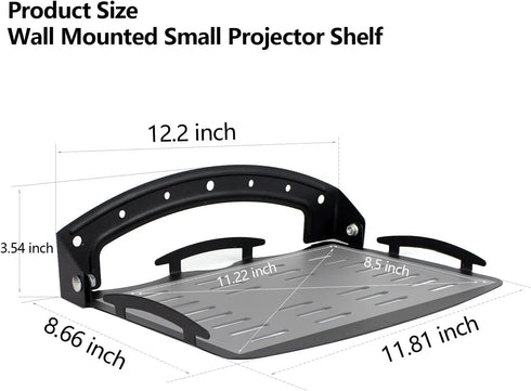 UineHiot 90-Degree 8.8lbs, Floating Shelf for Projector Wall Mount, Foldable, Loading Capacity Black