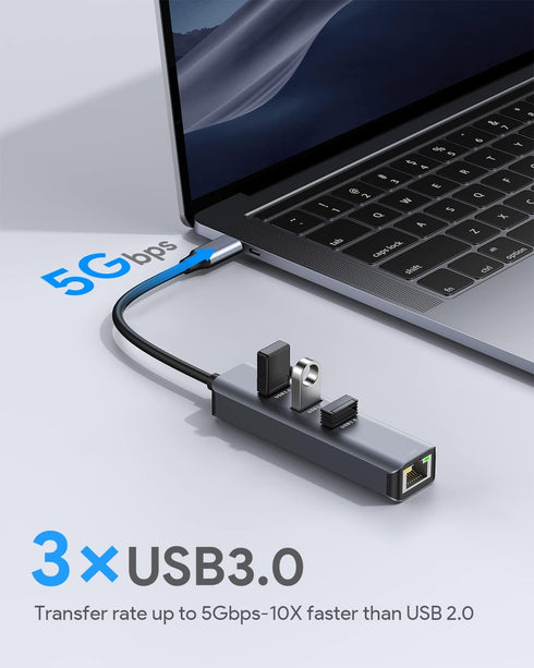 USB C to Ethernet Adapter, Vilcome RJ45 to USB C Thunderbolt 3/Type-C Gigabit Ethernet LAN Network Adapter for MacBook