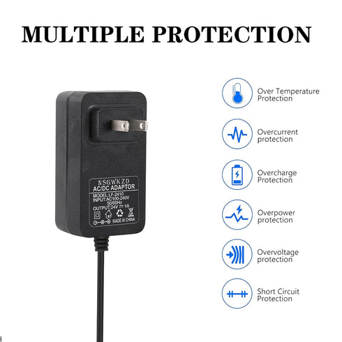 Power Cord Replacement for Geek Aire Rechargeable Fan CF1 CF1SE 12", CF2 16" Charger AC Adapter 24V, Charging Cable 6.6 Feet