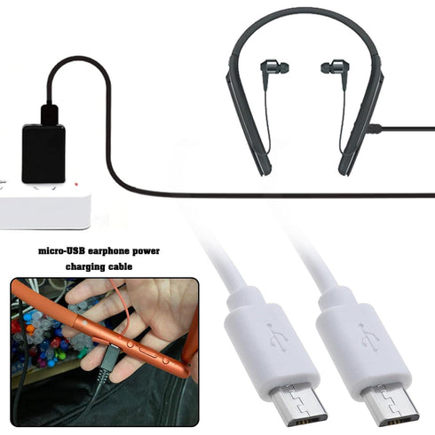 2Pcs USB-A to Micro-USB Charging Cord Replacement Compatible with Sony WH-H900N Compatible with PS WHH900N WHCH700N USB Charger Cable 30cm White