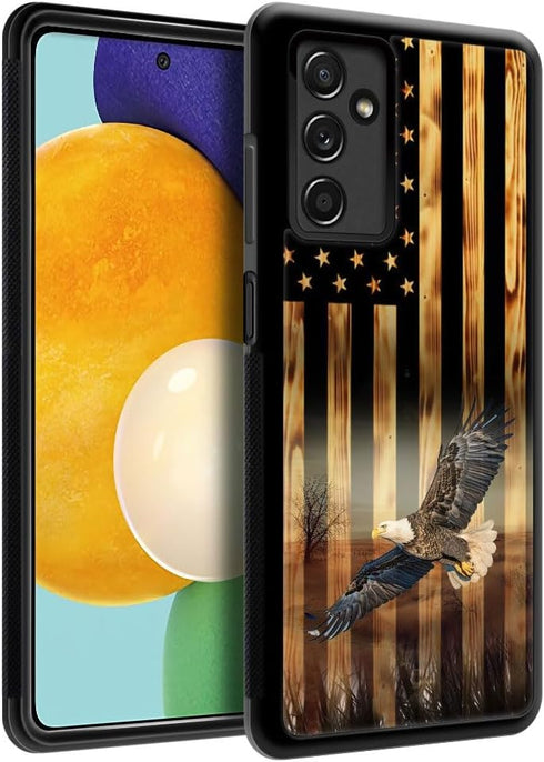 DAIZAG Case Compatible with Samsung Galaxy A13 5G Case,Flying Eagle American Wood Grain Flag for Man Woman,All-Round Protection Shockproof Anti-Scratches Case