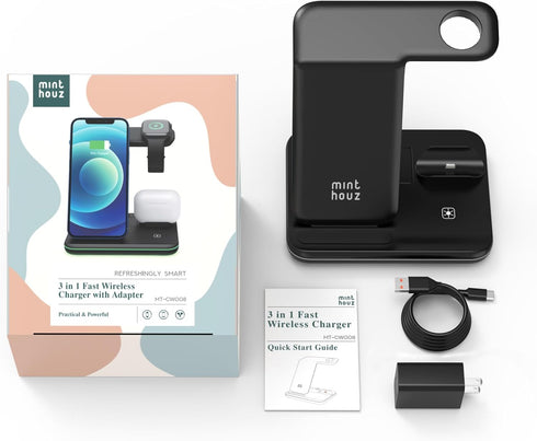 Minthouz 18W Fast Wireless Charger Station for iWatch (Charger NOT included), AirPods, Compatible with iPhone