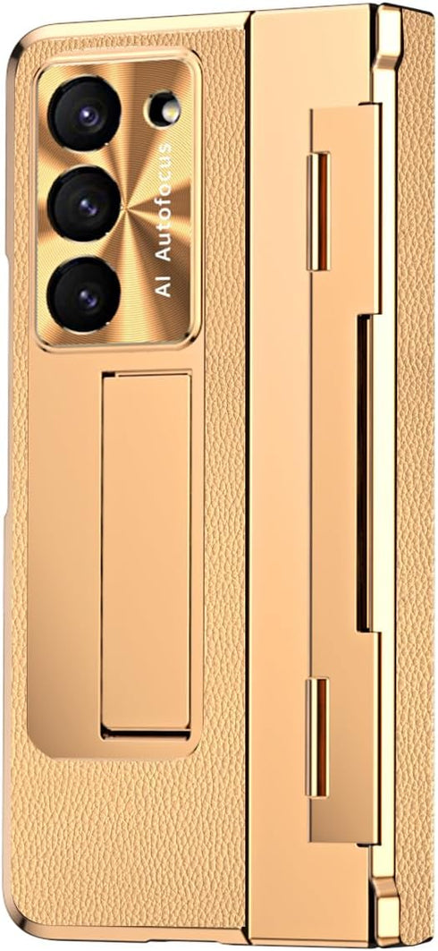 Galaxy Z Fold 6 Case with Screen Protector, Rugged Hinge Protection, Camera Lens Cover - PU Leather Protective Phone