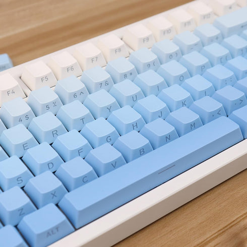 mintcaps PBT Doubleshot Gradient Blue Keycaps, 133 Keys Side Printed Custom Backlit Keycap Set for Mechanical Keyboards