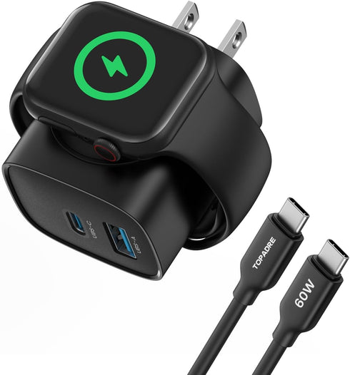 20W Fast Charging Block for Apple Watch Charger, 3 in 1 PD USB C Wall Charger for iWatch Ultra/9/8/7/6, iPhone