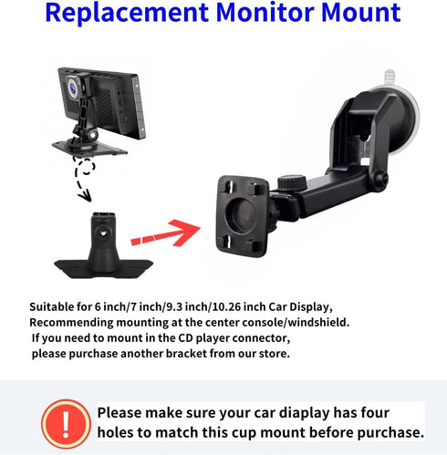Flexible Dashboard Suction Cup Bracket Mount for Carplay Screen Monitor, Compatible with Most Portable Monitors