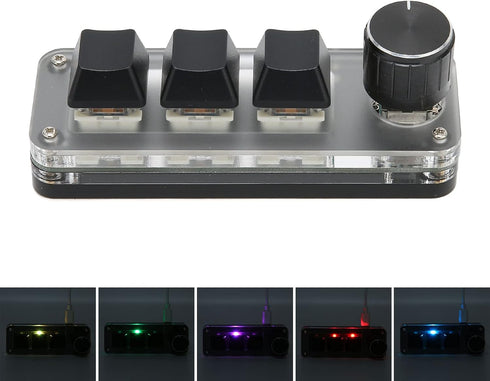 SUNGOOYUE USB 3 Key Keypad, Multifunctional Shortcut RGB Backlight Mini Mechanical Keyboard for Gaming
