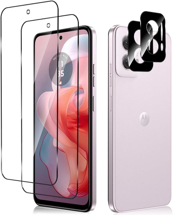 2+2 Pack Tempered Glass Screen Protector + Camera Lens Protector for Motorola Moto G Power 5G (2024), Full Coverage 9H