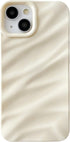 Caseative iPhone 14 Case, Water Ripple Pattern Curly Wave Shape, Soft Compatible Cover - White