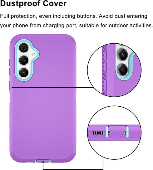 for Samsung Galaxy S23 FE 5G Case, Triple Layer Heavy Duty Armor Rugged Shockproof Protection, Purple
