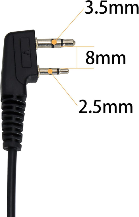 Walkie Talkies Earpiece with Mic, 2 Pin Acoustic Tube Headset for Baofeng UV-5R, Retevis RT21 RT22, 2 Pack