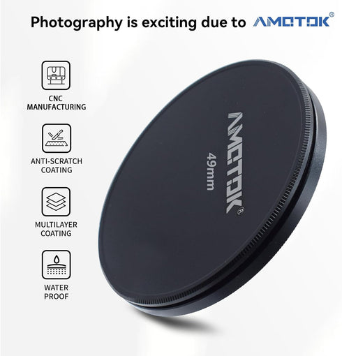 49mm Metal Lens Filter Caps,Compatible All 49mm Camera Lens FiltersFilter Accessory(UV,CPL,ND,Threaded Lens),Ultra Precision CNC Machine Tools Produce.
