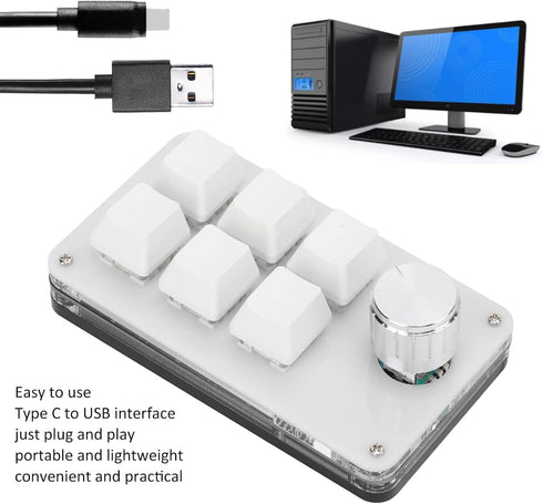 Dioche USB Mini 6Key Keypad Mechanical Gaming Keyboard, Portable One Handed Shortcut Programmable Keyboard for PC