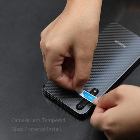 Ibywind Screen Protector for Honor 20/Nova 5T - 2Pcs Tempered Glass, 1Pc Camera Lens Protector, 1Pc Backing Carbon