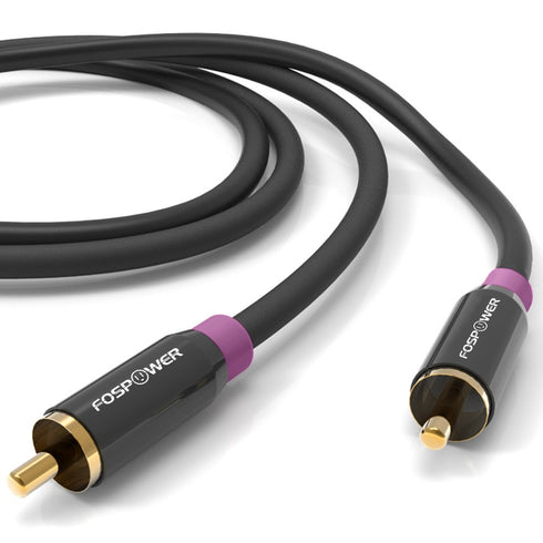 (25 24K FosPower Subwoofer Cable FT) RCA to RCA Audio Stereo Cable, Male to Male - Dual Shielded Cord | Gold Plated