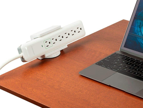 Monoprice Desk Clamp Holder for Surge Protectors, Power Strips, USB Hubs - White, Designed for Sit-Stand Desks