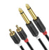 J&D Dual 1/4 inch TS to Dual RCA Stereo Audio Interconnect Cable,