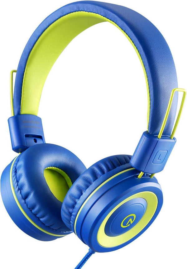 Kids Headphones Noot K12 with Microphone, 5ft Cord, 85dB/94dB Volume Limit, Wired On-Ear for iPad/Kindle/School
