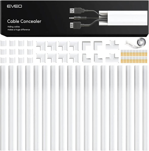 EVEO Cord Hider, 300” Wall Cable Cover, Cable Concealer for TV, Large, White