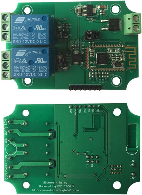 DSD TECH 2 Channel Bluetooth 4.0 BLE Relay Module for iPhone and Android (12V)