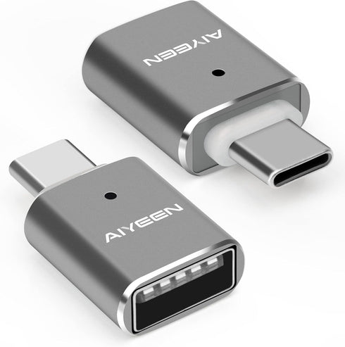 USB C to USB Adapter (2 Pack), USB C Male to USB 3.0 Female OTG Converter for MacBook Pro 2019/2018/2017, Gray