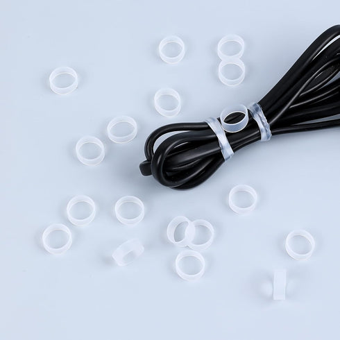 200 Pieces 0.5 Inch Small Elastic Silicone Rubber Bands, Clear Strong Rubberbands for Wire Cord Cable Wrapping
