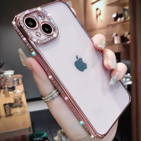 Casechics Luxury Glitter Bling Case for iPhone 13, Electro Plated Frame Edge Border, Full Body Protective Clear Soft