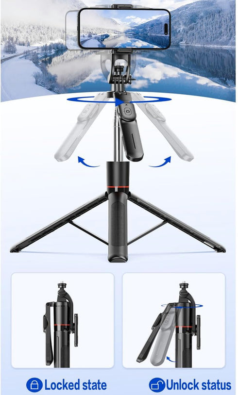Tengsun 67" 360Rotation Phone Tripod & Selfie Stick Travel Tripod for iPhone Selfies, with Phone Holder Extendable