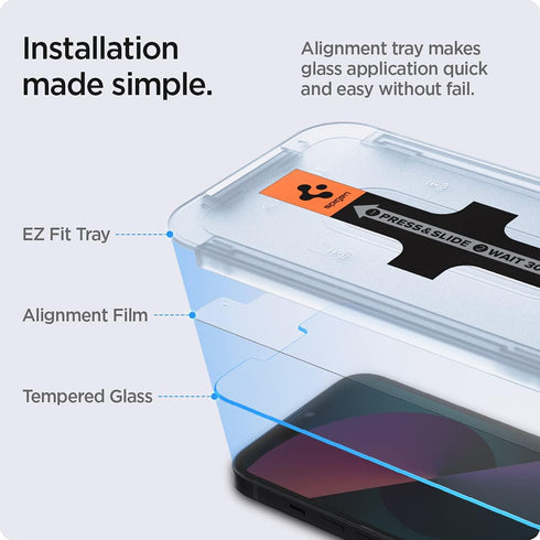 Spigen GlasTR EZ FIT Tempered Glass Screen Protector for iPhone 13 Mini - Case Friendly, 2 Pack