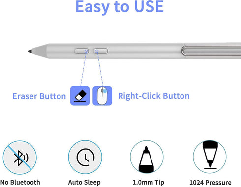 Stylus Pen for Microsoft Surface, 1024 Levels High Pressure Sensitivity Compatible with Surface Pro X/8/7/6/5/4/3