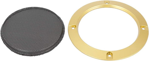 X AUTOHAUX 2pcs 4" Car Metal Audio Speaker Cover, Black Glossy Mesh Subwoofer Grill Horn Guard, Decorative Circle