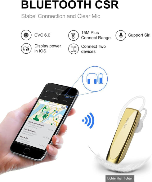 New bee Bluetooth Earpiece V5.0 Wireless Handsfree Headset with Microphone for iPhone Android