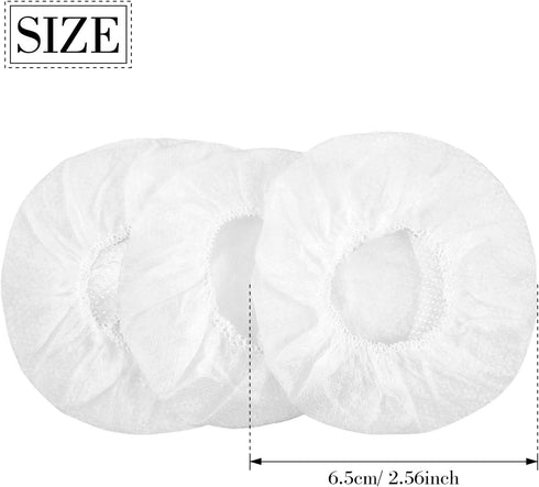 100 Pieces Headphone Ear Covers Disposable Earphone Overs Sanitary Non-Woven Stretch Earpad Covers Earcup Covers Fit for Most on Ear Headphones (White, 6.5 cm)