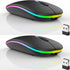 2 Pack Wireless Bluetooth Mouse, LED Dual Mode Rechargeable Silent Slim Laptop Mouse, Portable for Laptop/Desktop