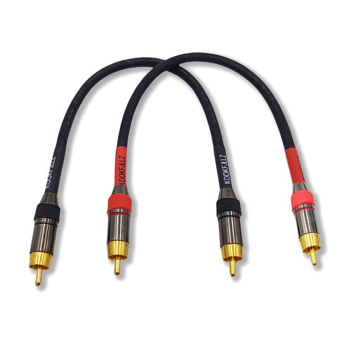 KOOKFJLLZ 1ft (2-Pack) Premium RCA Audio Cable - Heavy Duty Gold Plated Male to Male Subwoofer Cable with Low Noise