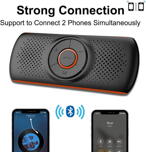 SKYBESS Car Bluetooth Speaker for Cell Phone, Portable Bluetooth Handsfree Car Kit, Wireless In-Car Speakerphone Music