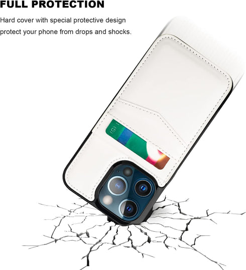 KIHUWEY Compatible with iPhone 13 Pro Case White - Wallet with Credit Card Holder, Premium Leather Magnetic Clasp